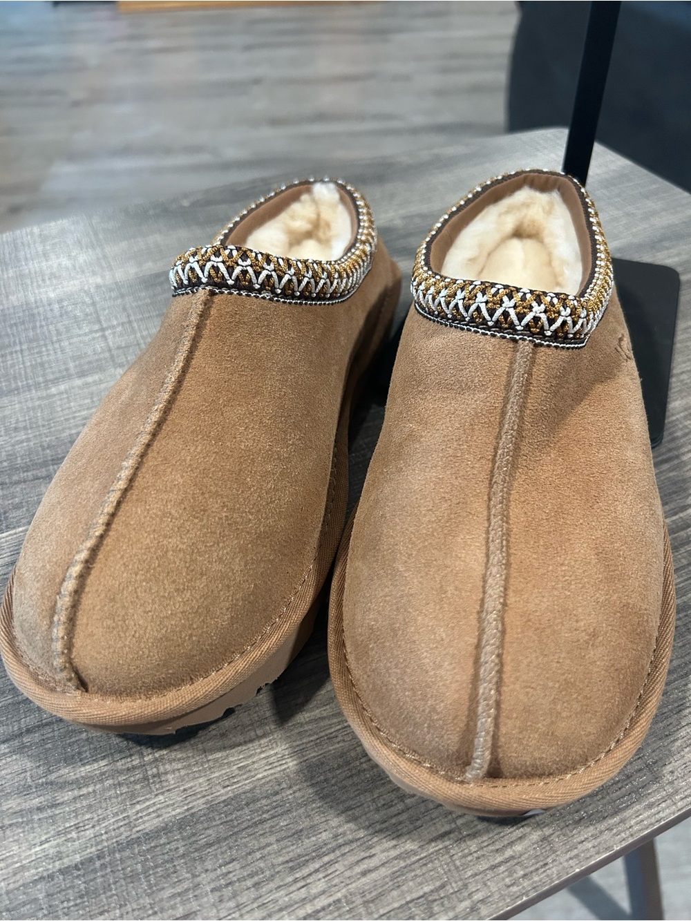 UGG Chestnut Suede Shearling-Lined Slip-On